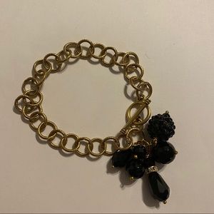 Black beaded gold chain bracelet